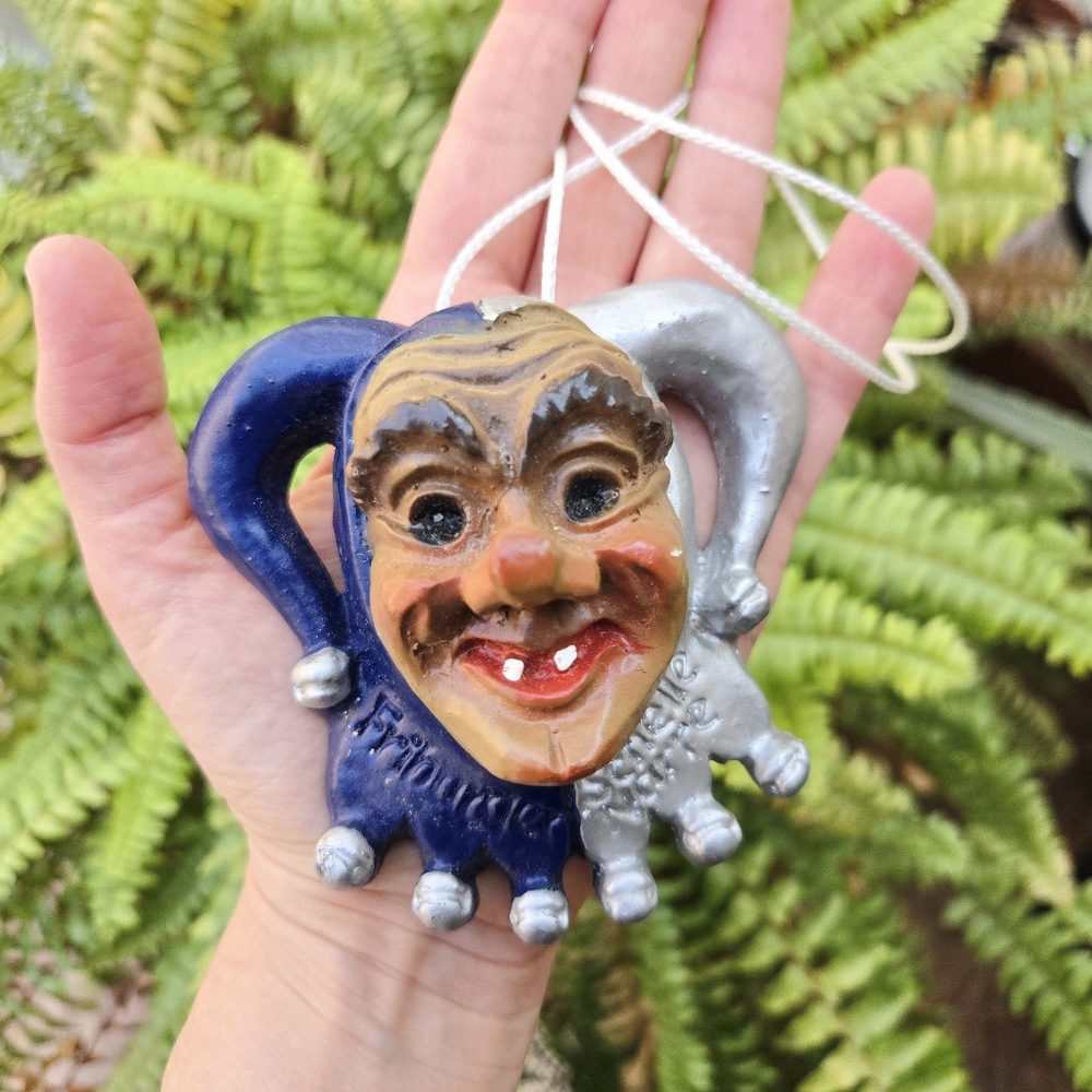 Vintage Jester Carnaval Mardi Gras Harlequin Masquerade Collectible Wall Hanging